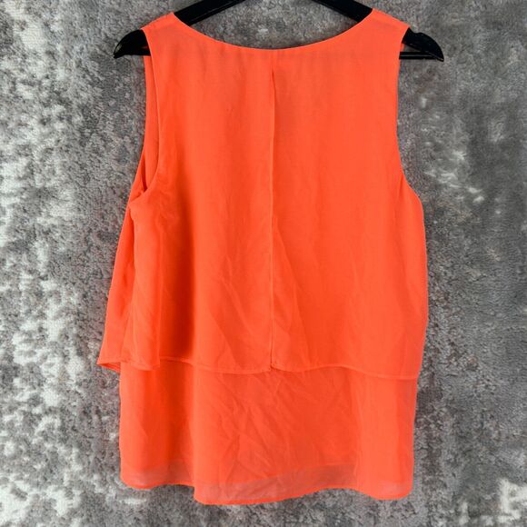 E Hanger M Sz L Peachy Orange Sleeveless Layer Blouse Spring Summer Lightweight - Picture 3 of 7